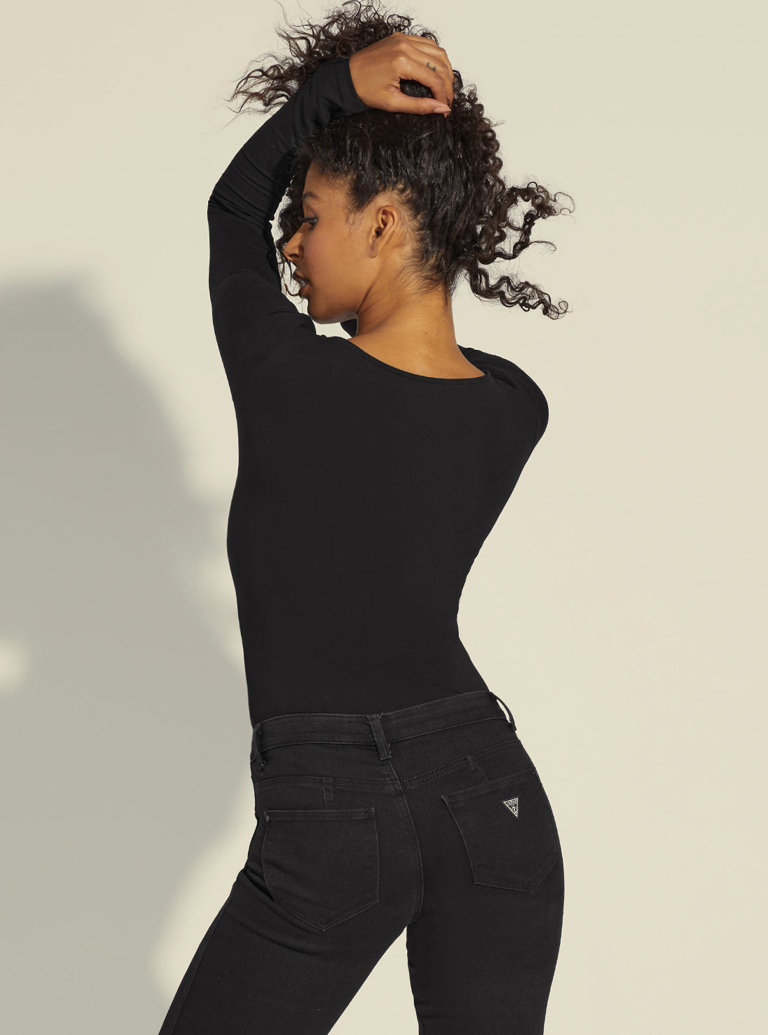 Eco Black Hevelina Logo Bodysuit Top