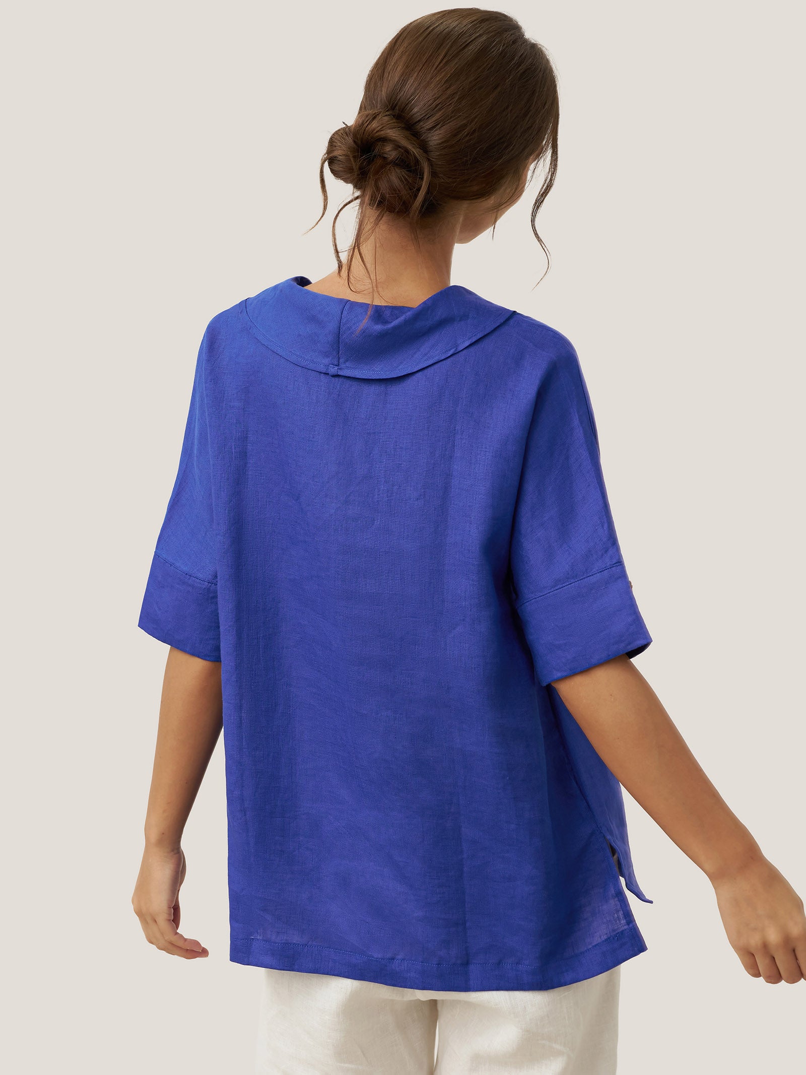 100% Linen V-Neck Short Sleeve Shirt SIERRA