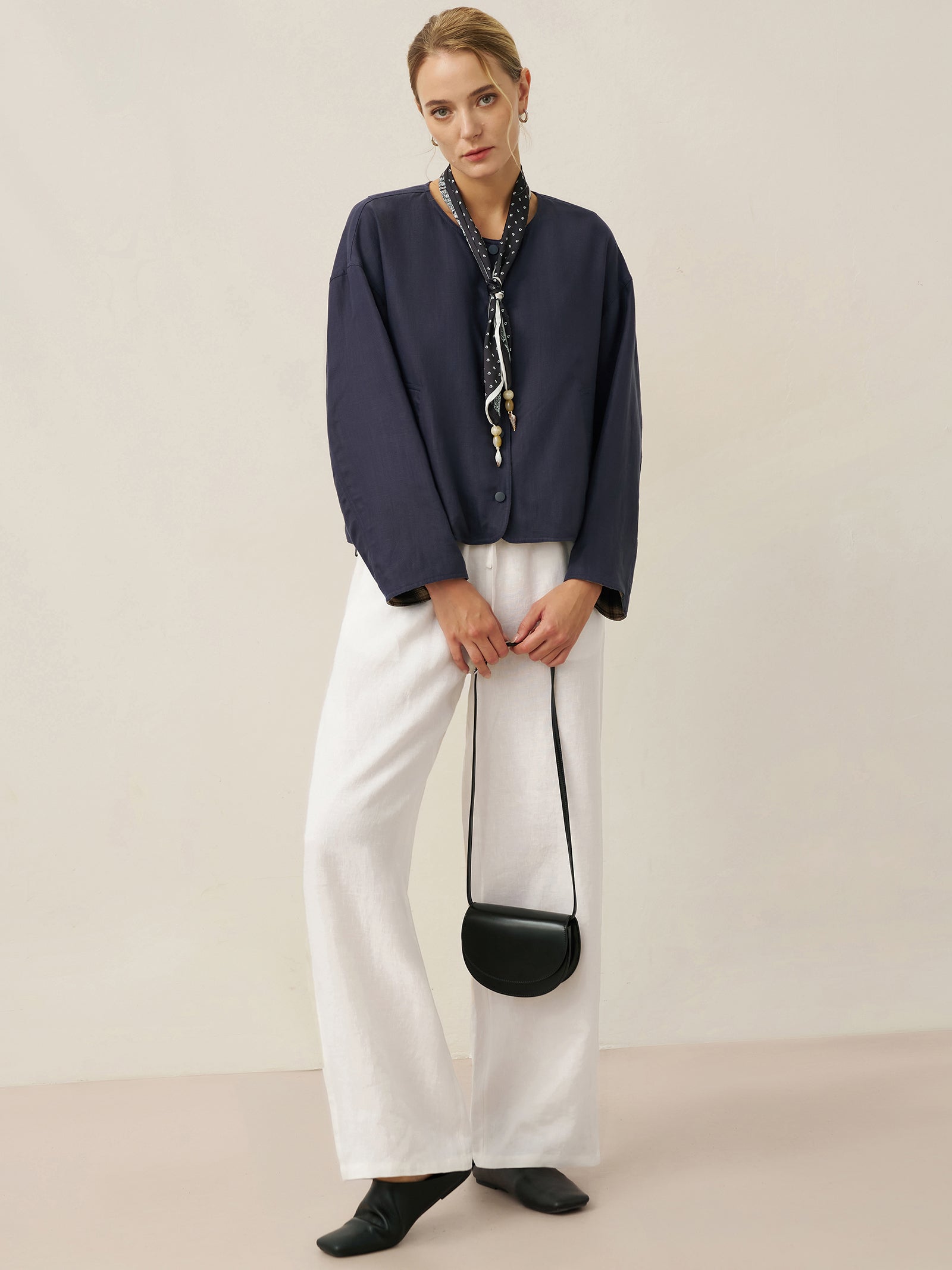 100% Linen Relaxed Fit Straight Leg Trousers KINSLEY