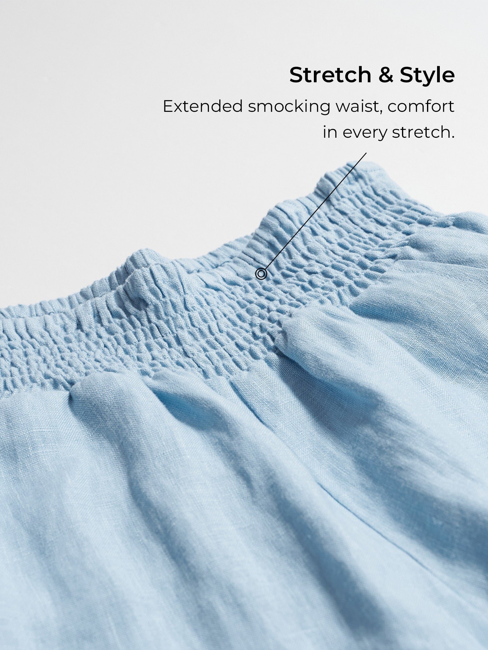 100% Linen Broad Elastic Waistband Pants TALIA