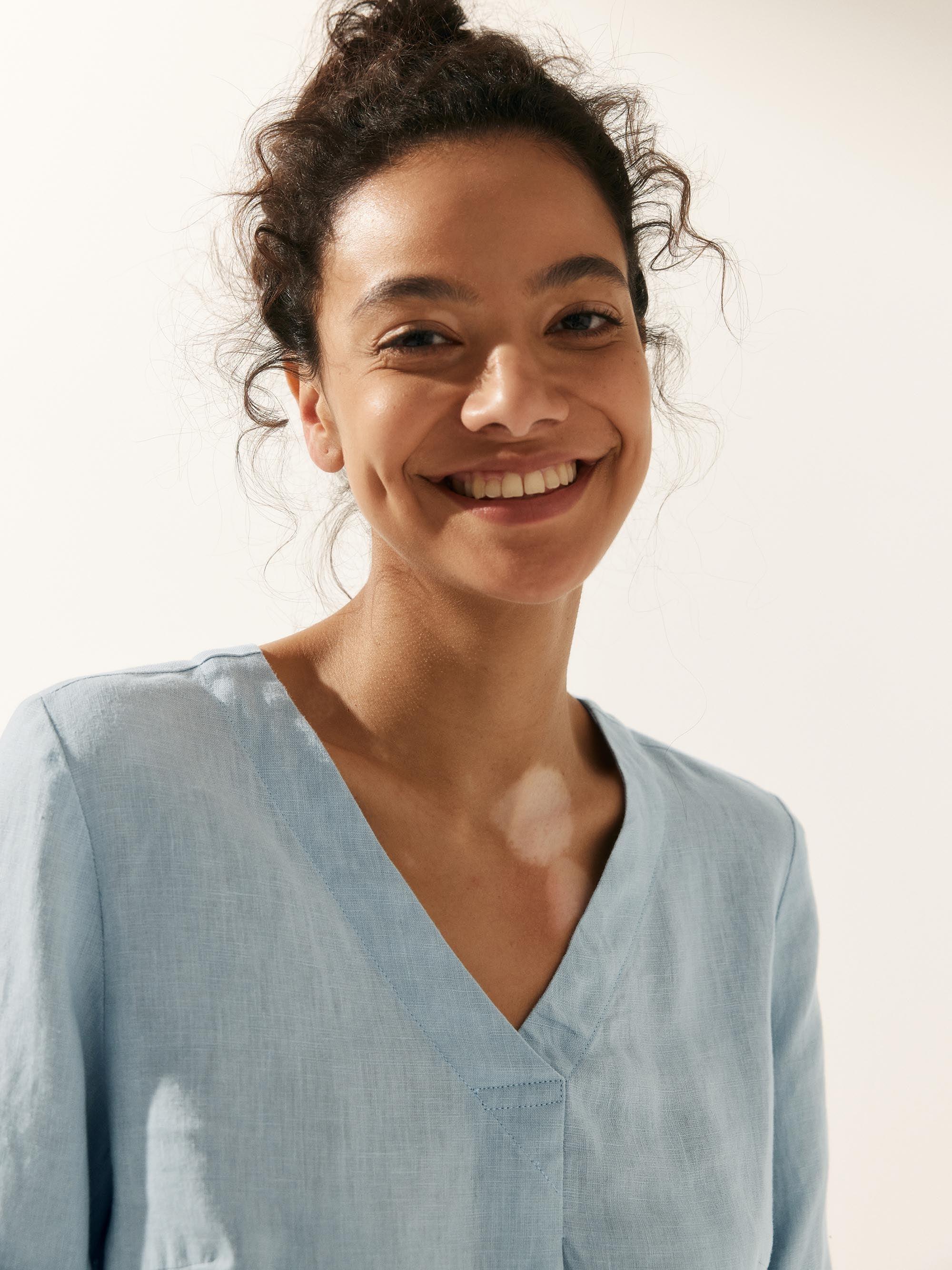 100% Linen Puff Sleeves Top LEAH