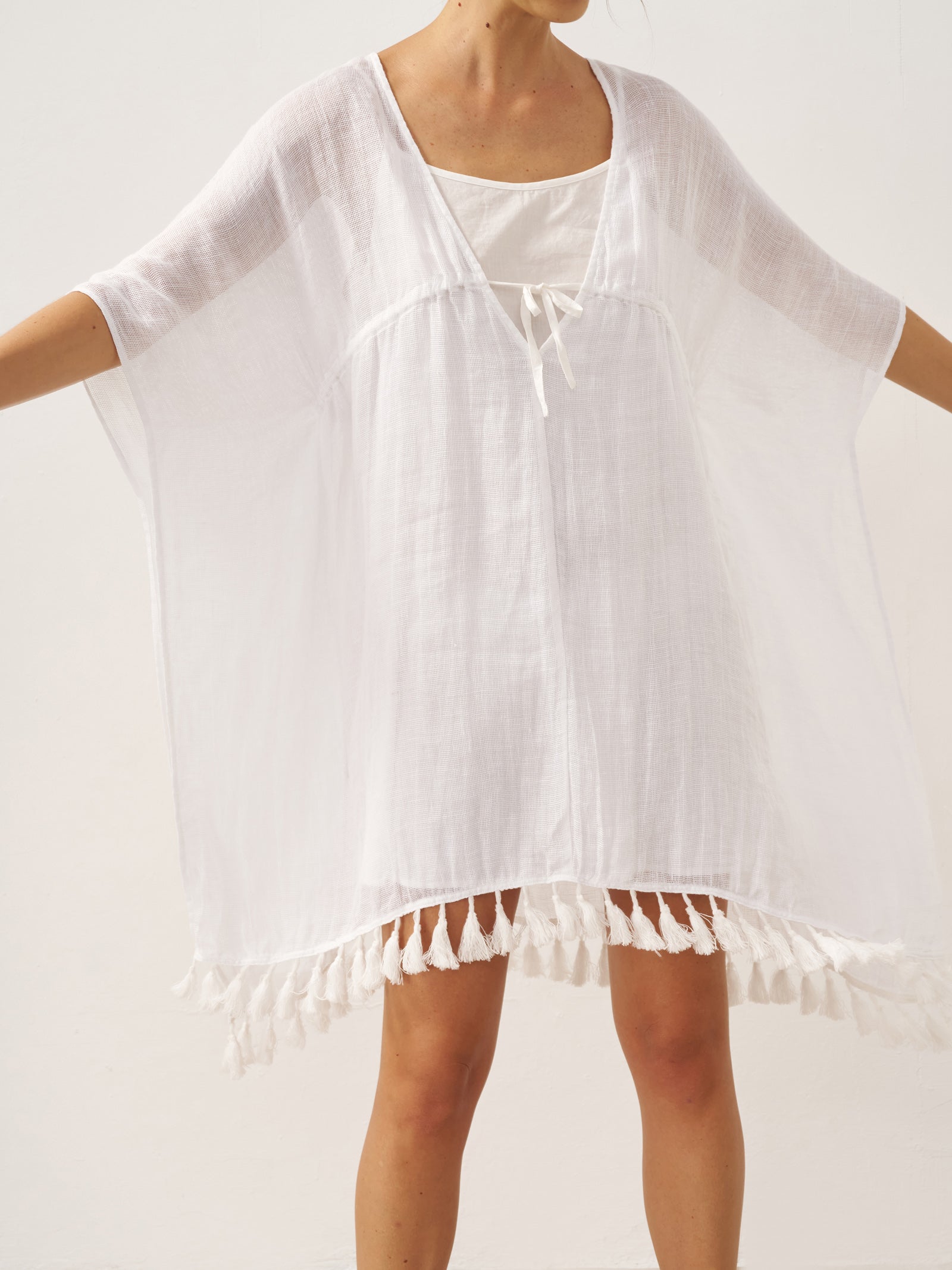 Linen V-Neck Cover-Up and Slip Dress Set CASS