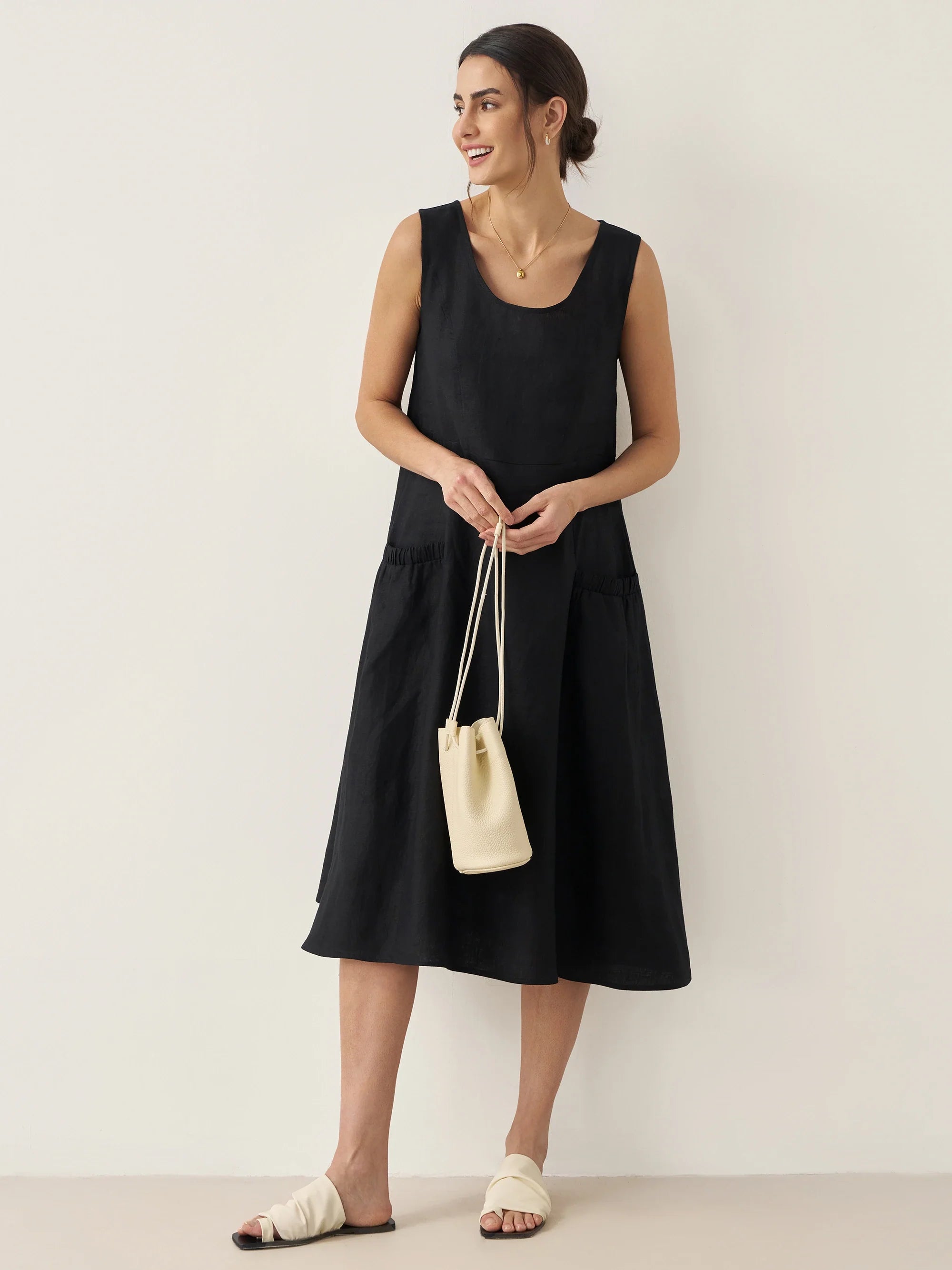 100% Linen Swing Beach Tank Dress GIANA