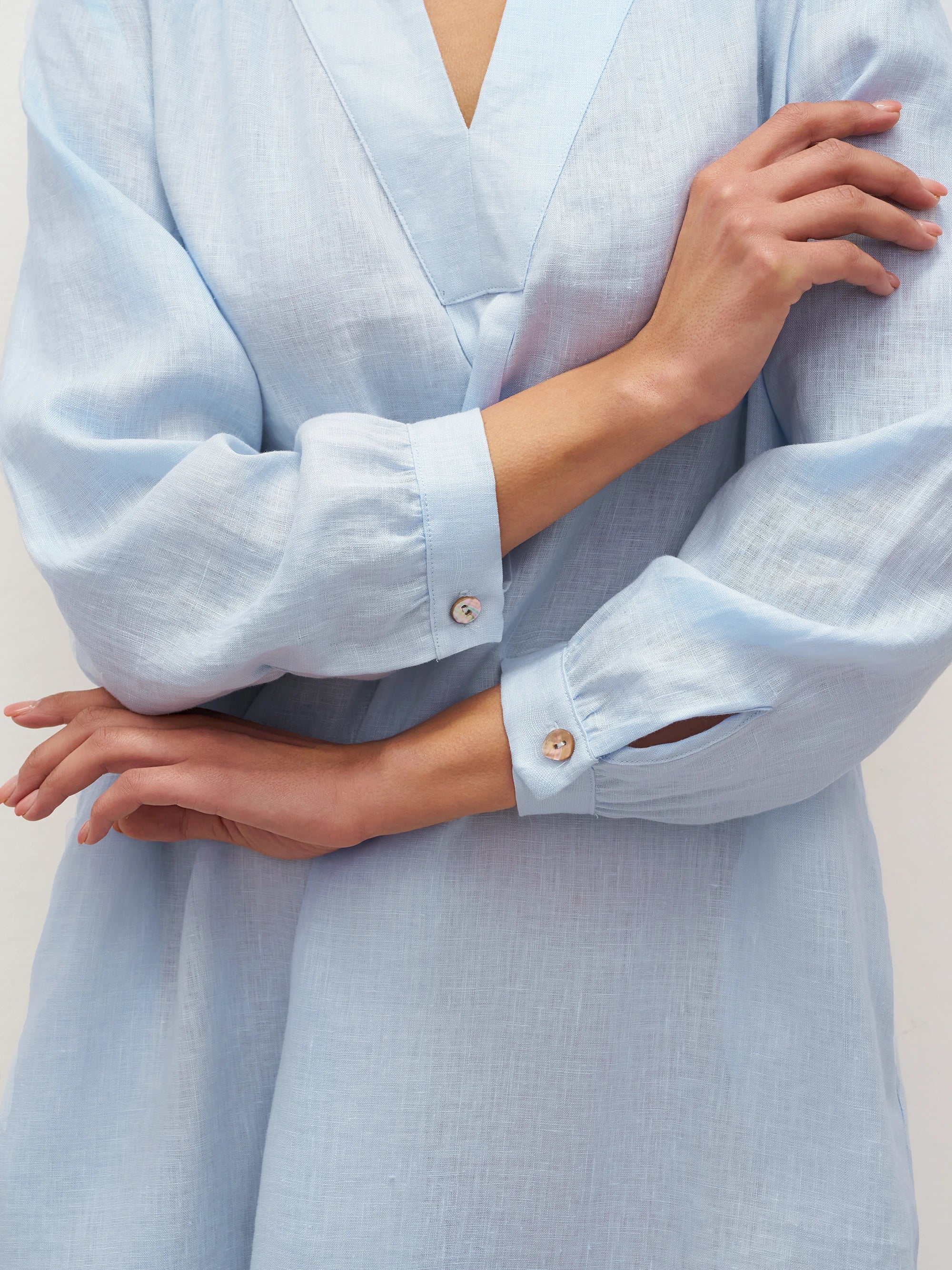 100% Linen V-Neck Pullover Shirt Dress JADEN