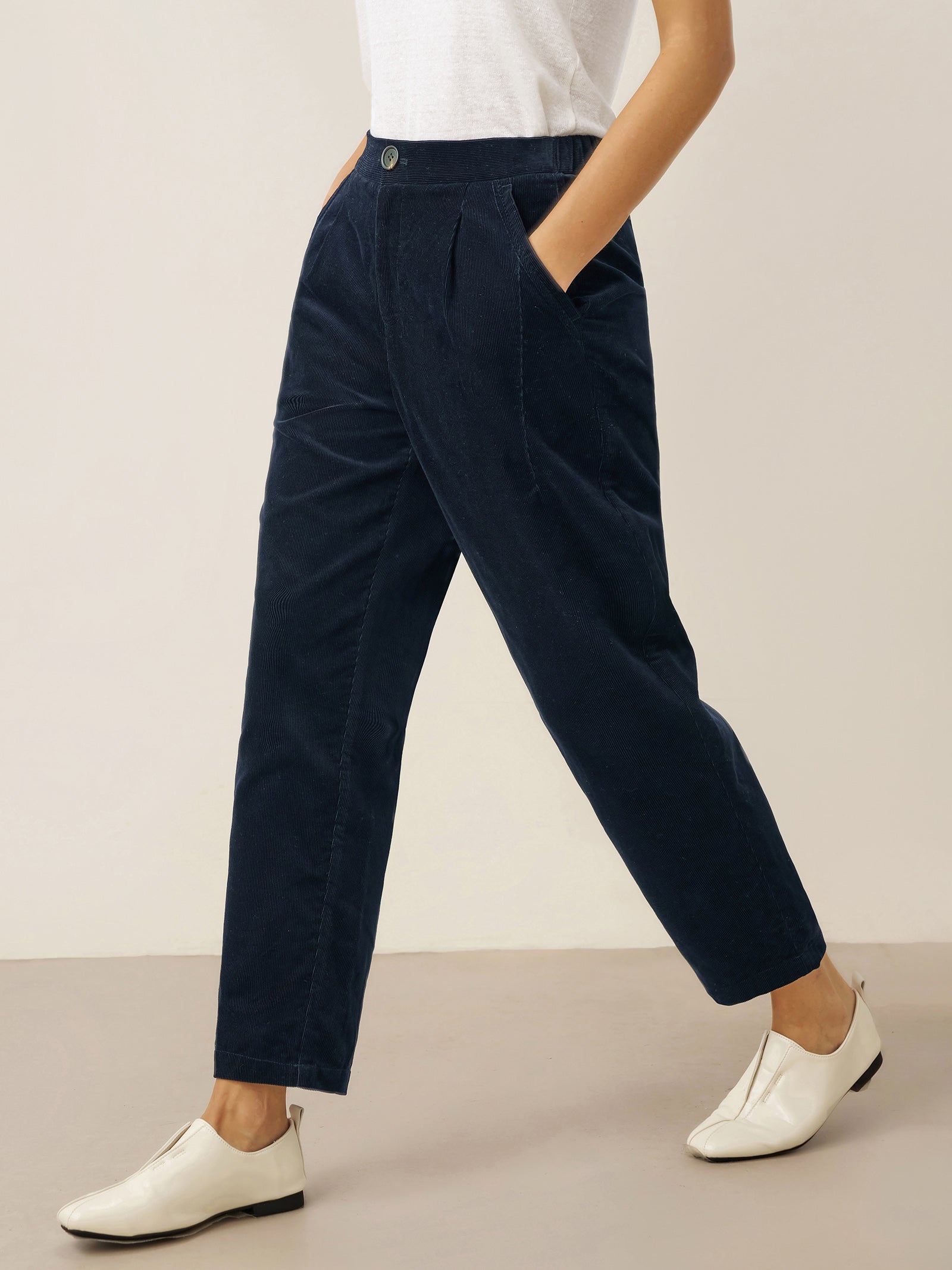 Cotton Elastic Waist Tapered Pants NIKKI